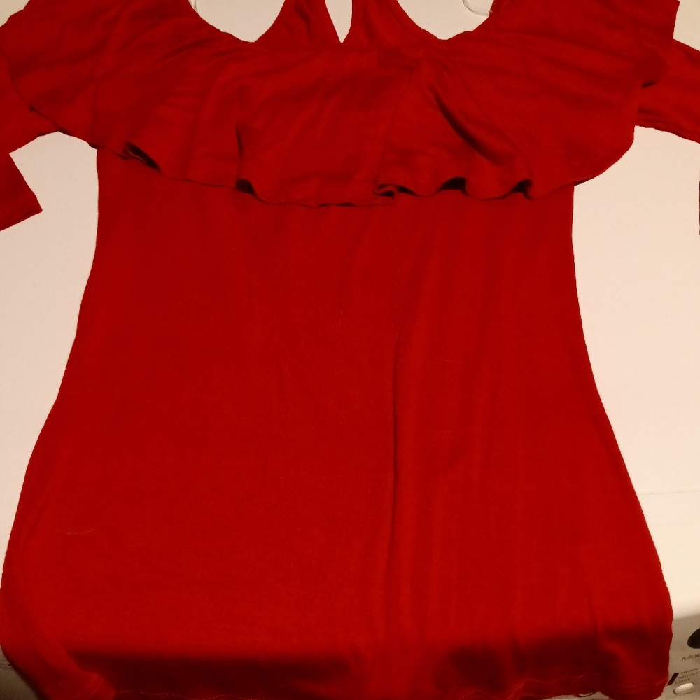 Red form fitting choker top